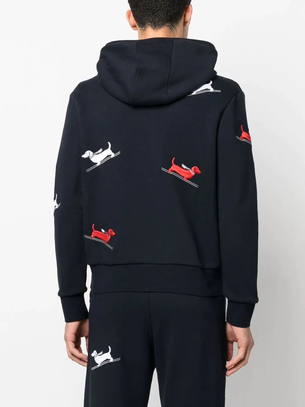 Skiing Hector Embroidery Holiday Zip Up Hoodie