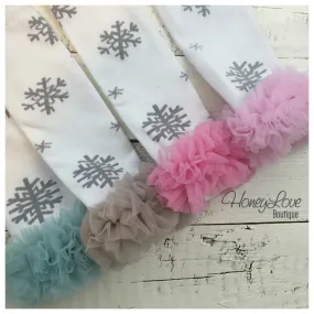 Snowflake Leg Warmers - Grey, Blue, Pink, White, Red