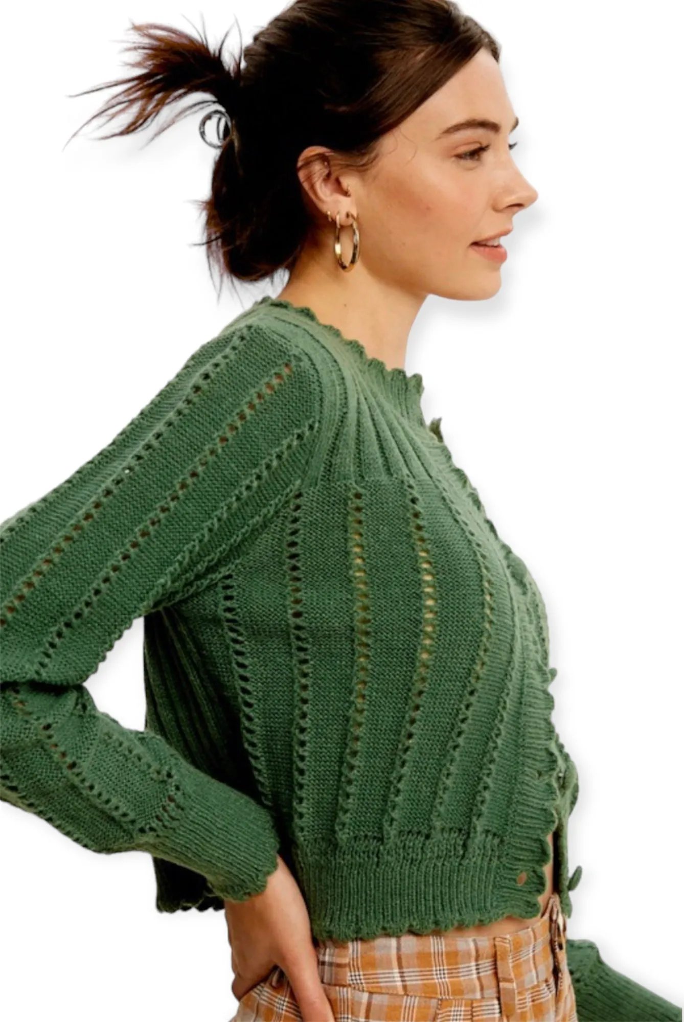 Sofia Green Cardigan Sweater