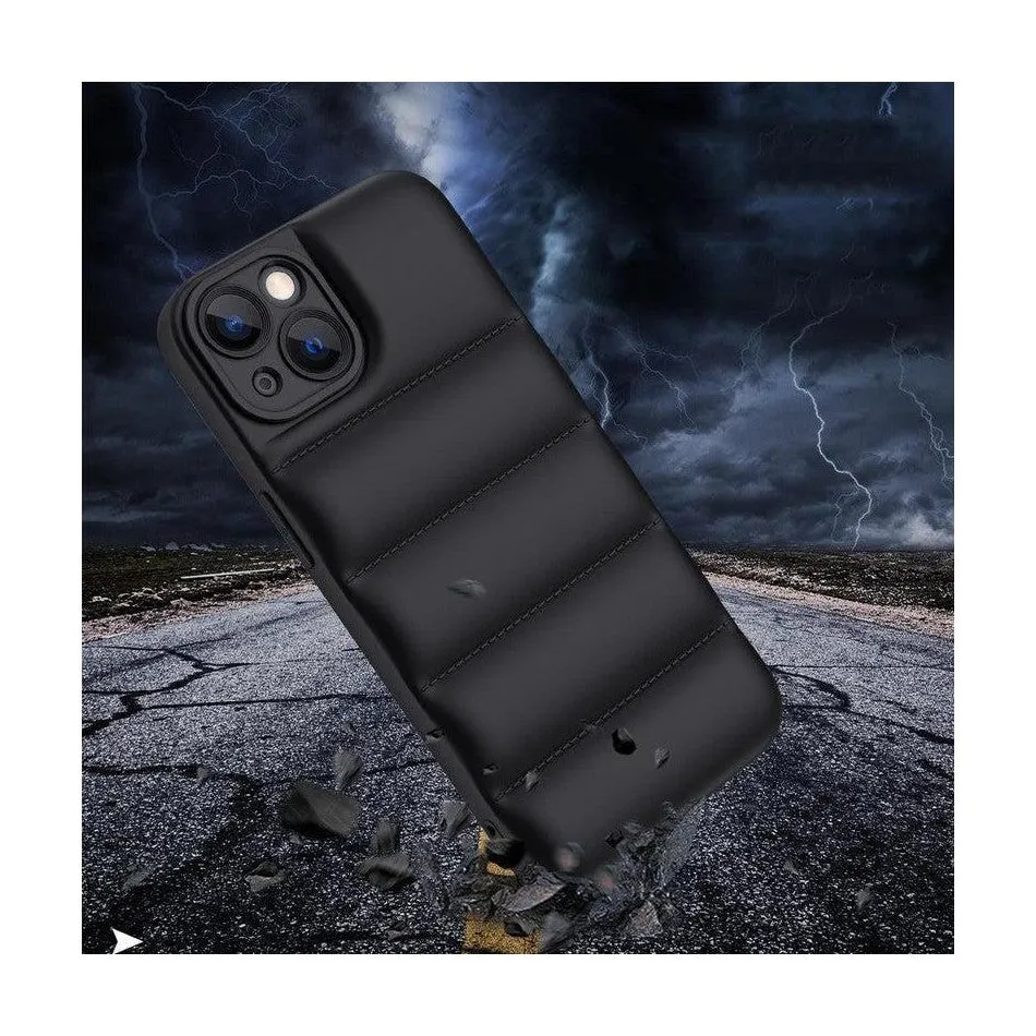 Soft Puffer Jacket Style Mobile Phone Case for iPhone 11 Pro Max - Black