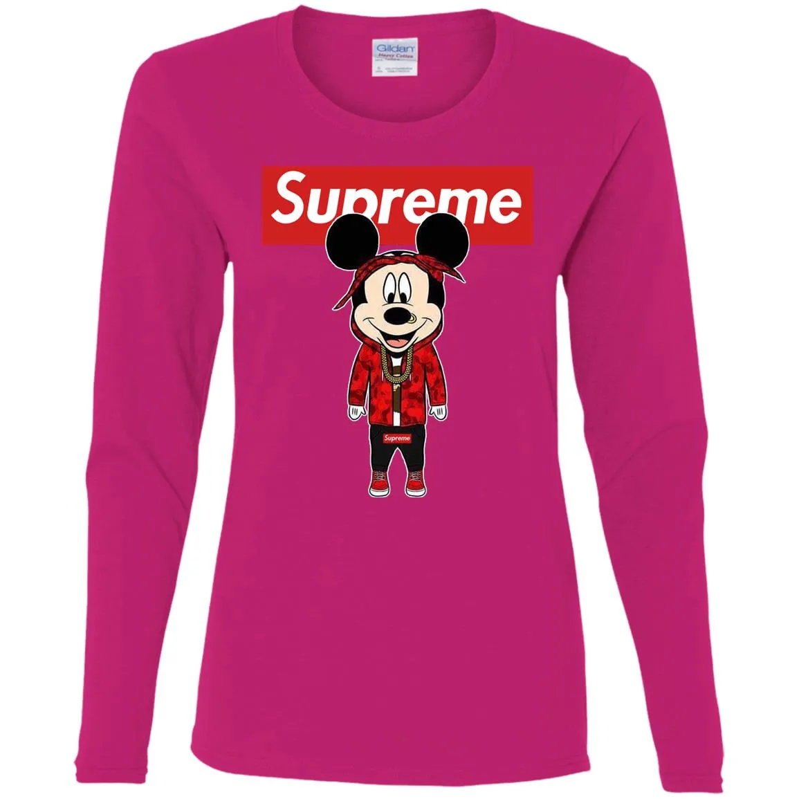 Supreme Mickey Style Fashion T-shirt Women Long Sleeve Shirt