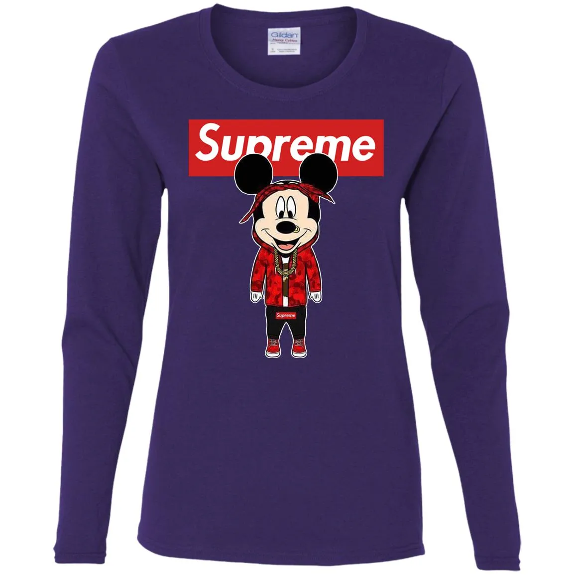 Supreme Mickey Style Fashion T-shirt Women Long Sleeve Shirt