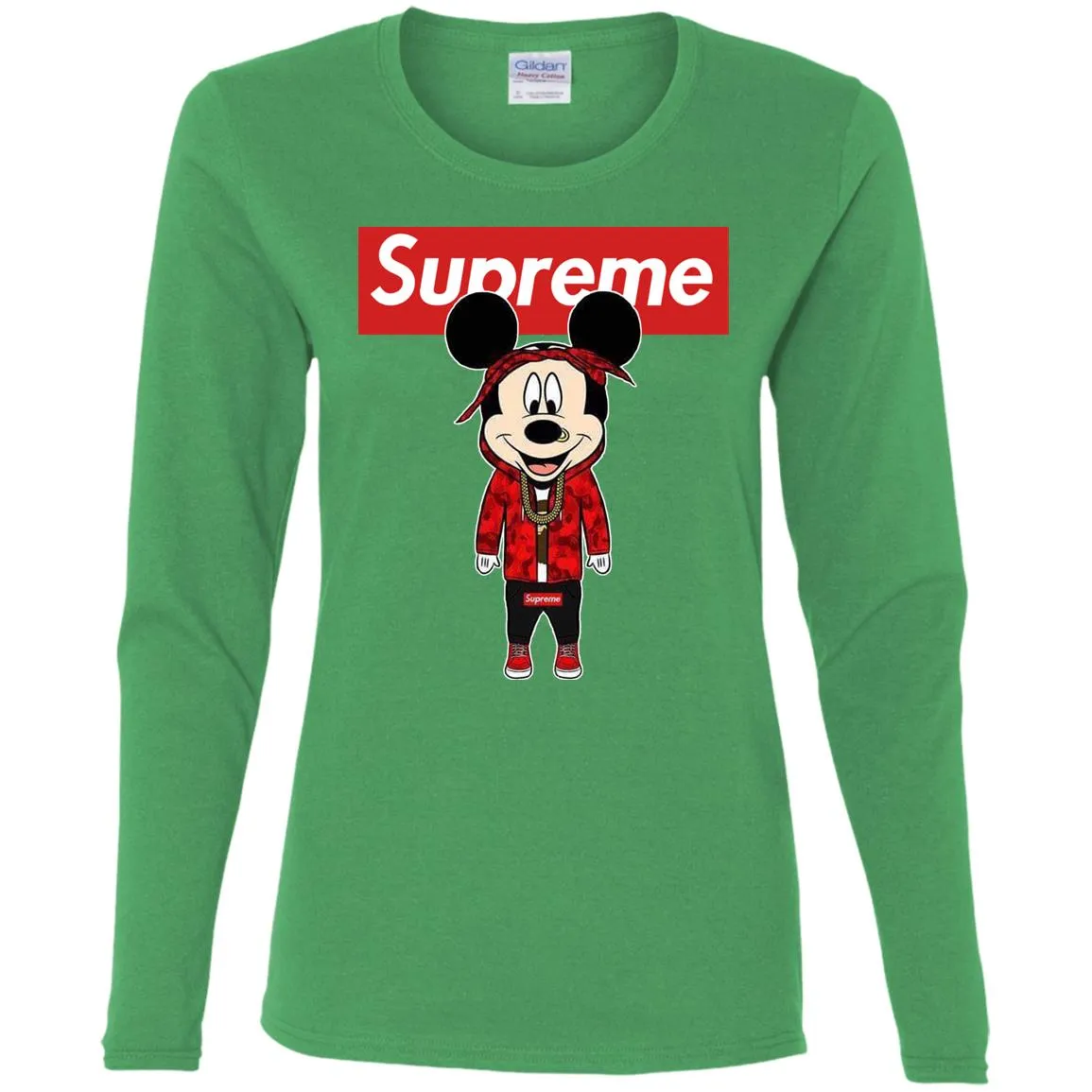 Supreme Mickey Style Fashion T-shirt Women Long Sleeve Shirt