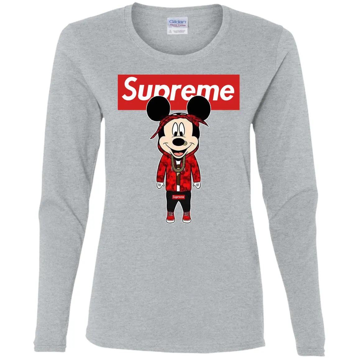 Supreme Mickey Style Fashion T-shirt Women Long Sleeve Shirt