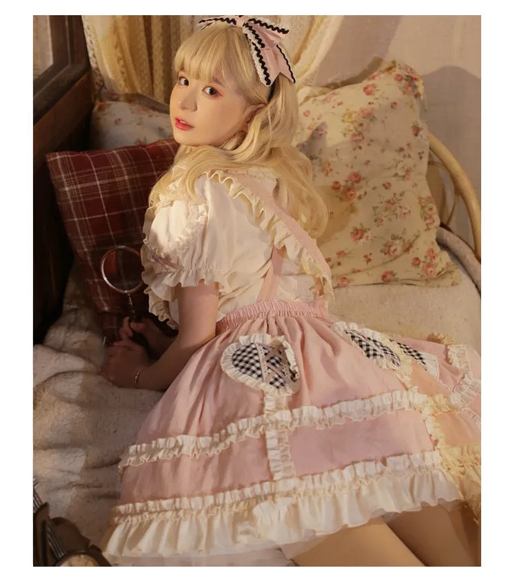 Sweet Peach ~ Lovely Short Lolita Skirt Salopette Dress by Yomi