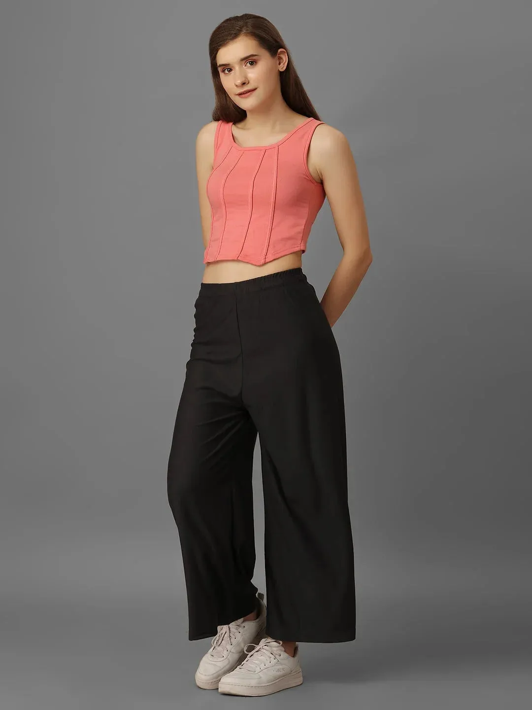 SXV Solid charcolgrey Pull-On Plazzo Pants