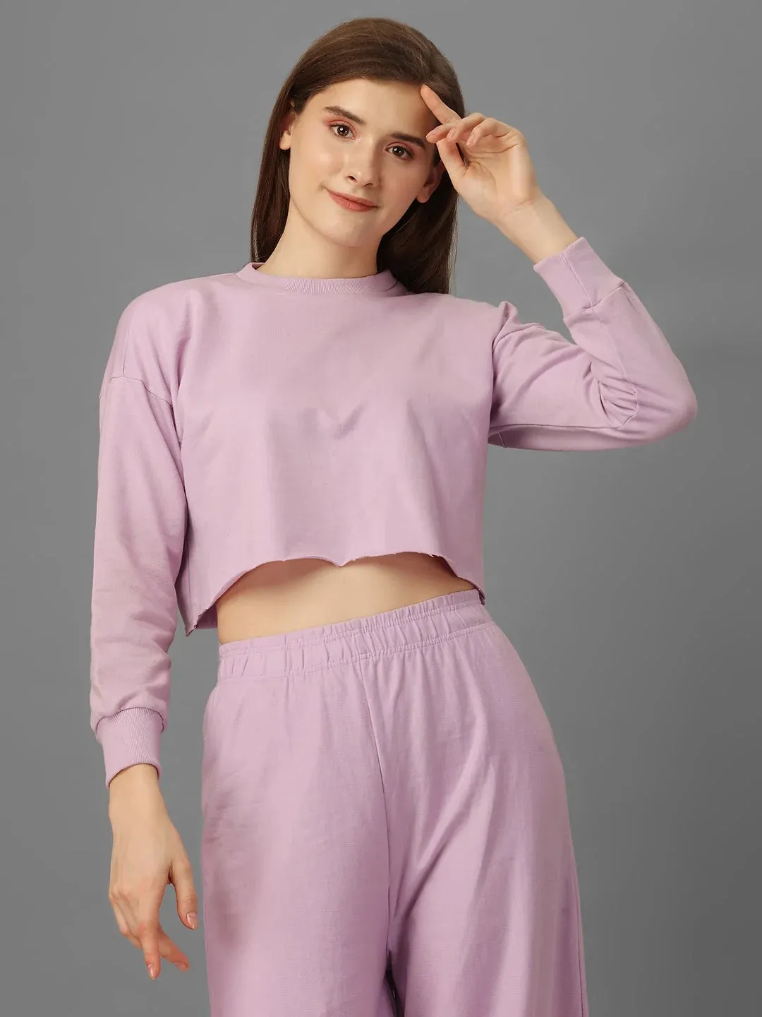 SXV Solid Lavender Pull-On Plazzo Pants