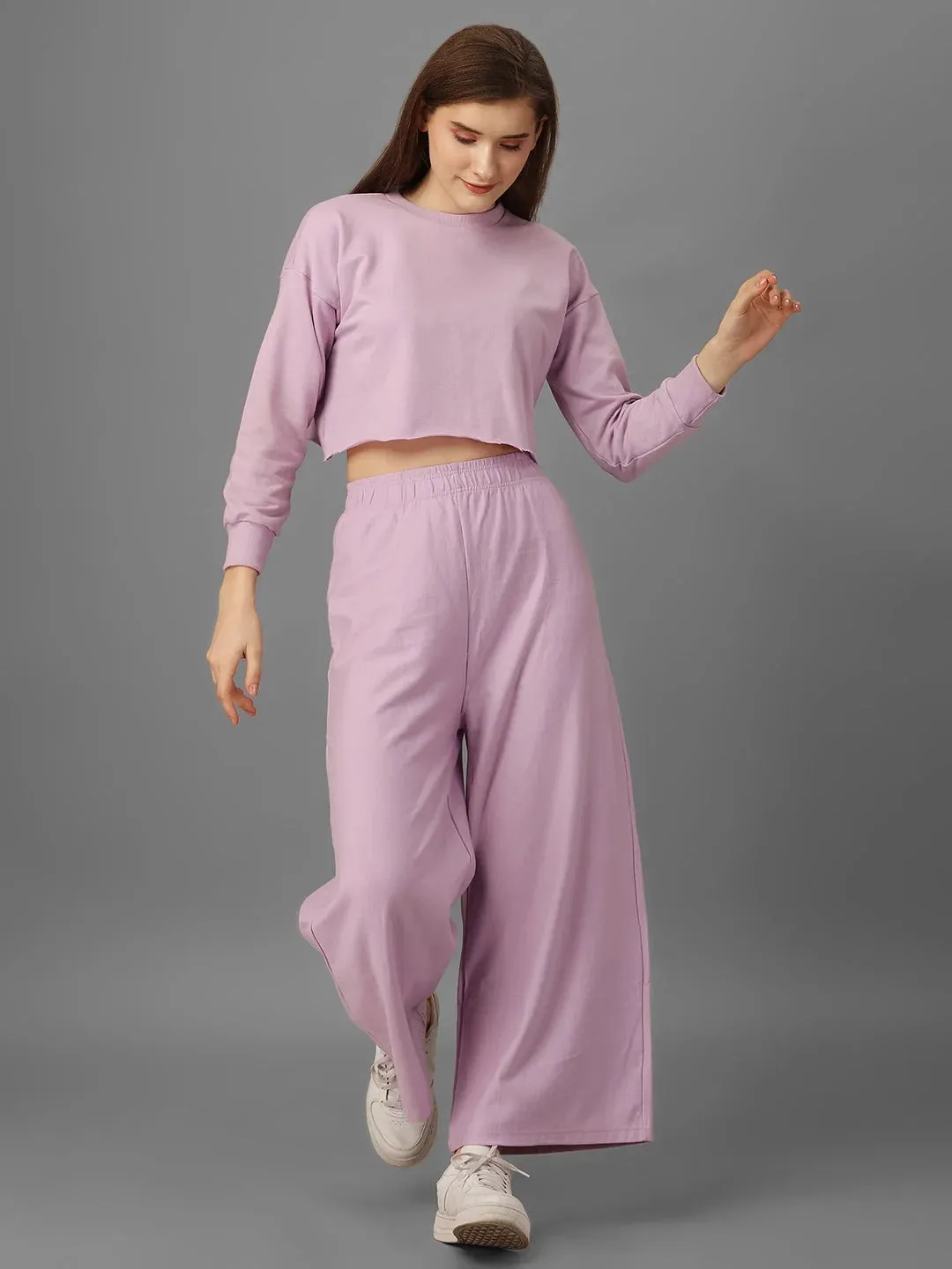 SXV Solid Lavender Pull-On Plazzo Pants