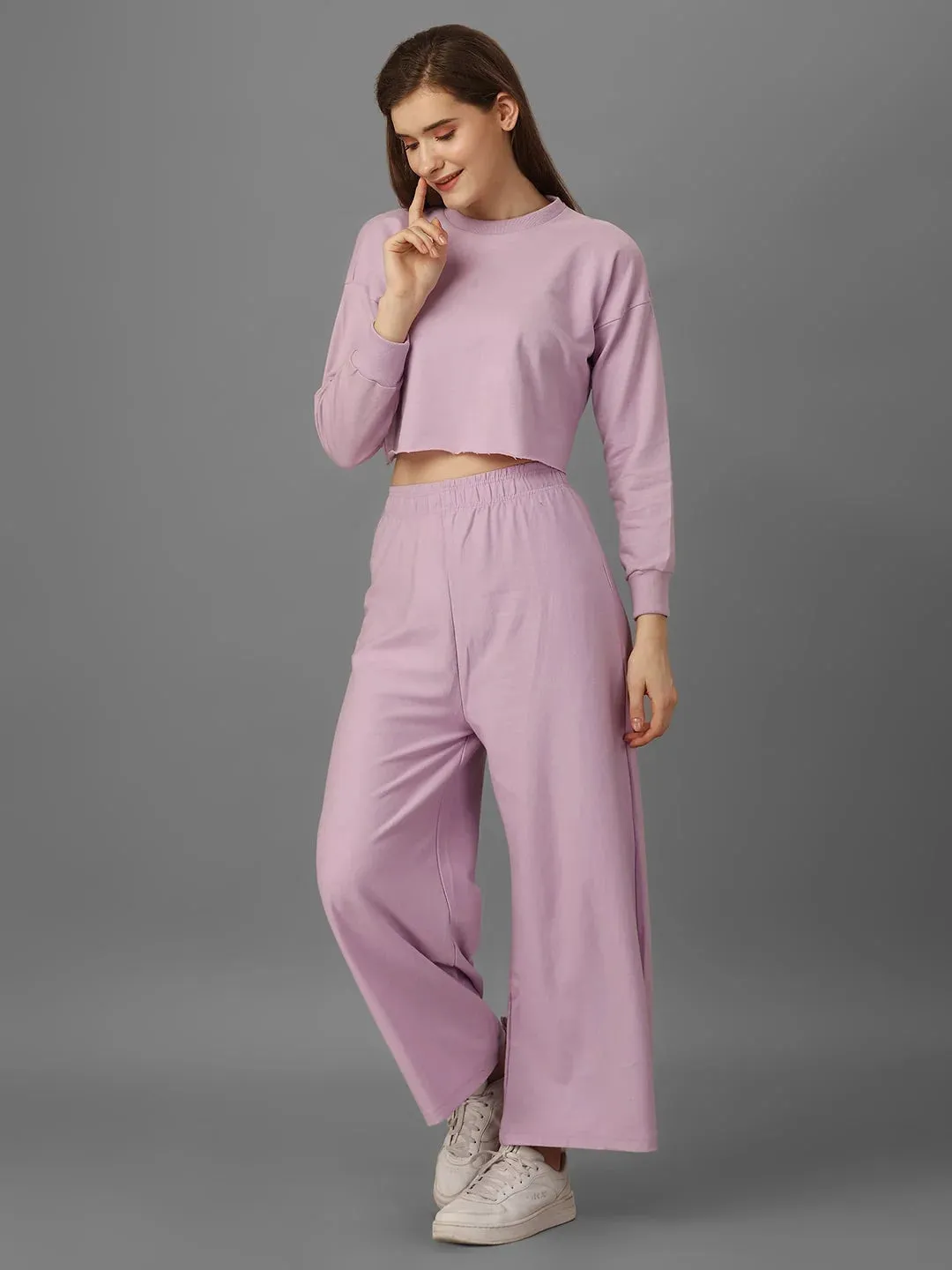 SXV Solid Lavender Pull-On Plazzo Pants