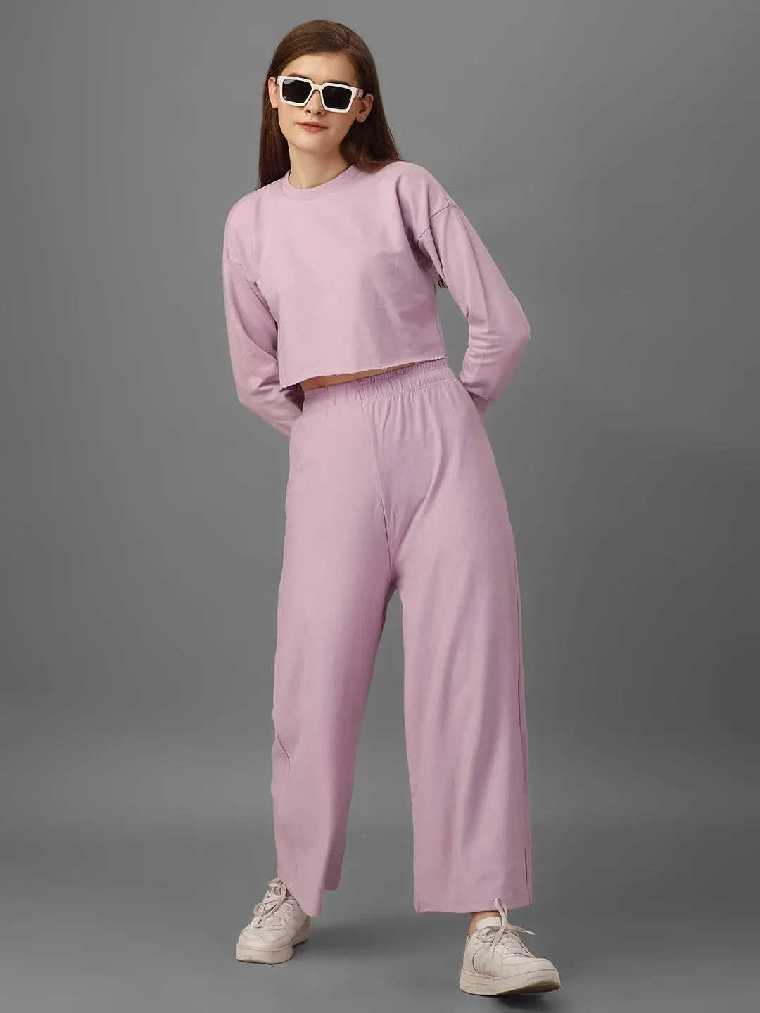 SXV Solid Lavender Pull-On Plazzo Pants