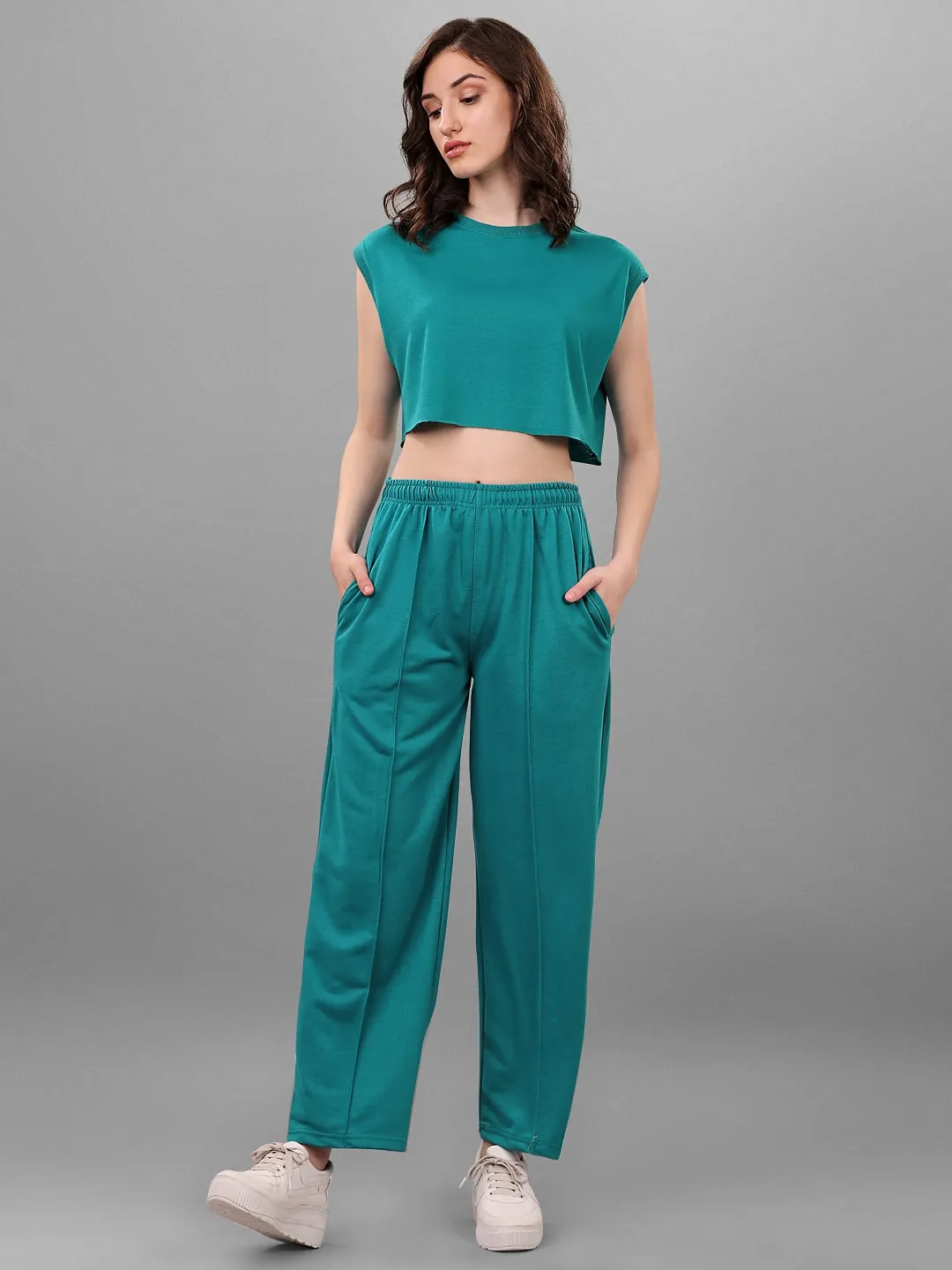 SXV Solid Teal Green Pull-On Trousers