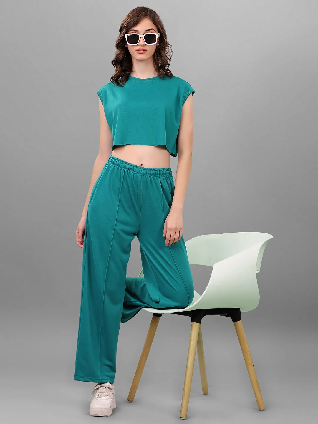 SXV Solid Teal Green Pull-On Trousers