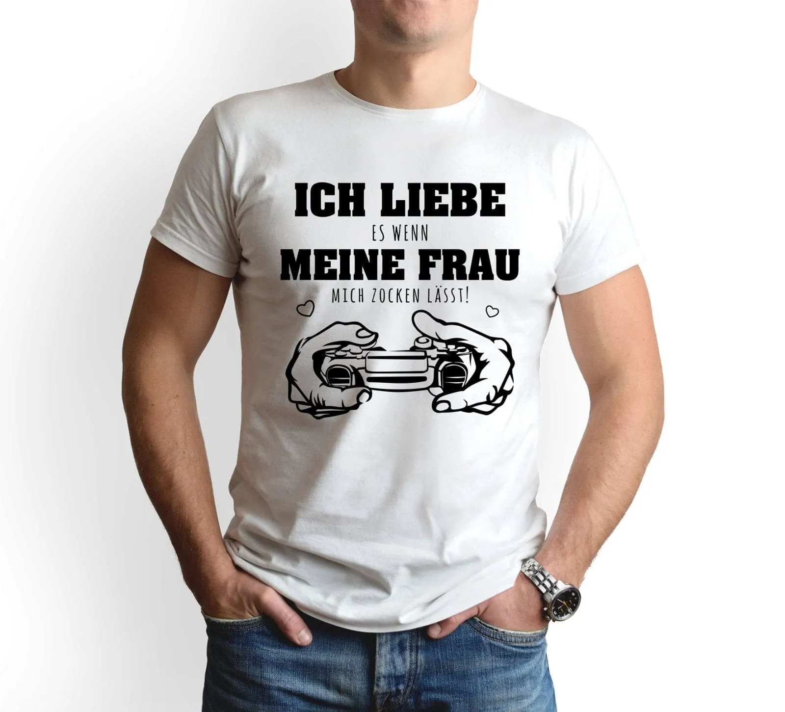 T-Shirt Herren - Ich liebe es, wenn meine Frau mich zocken lässt!