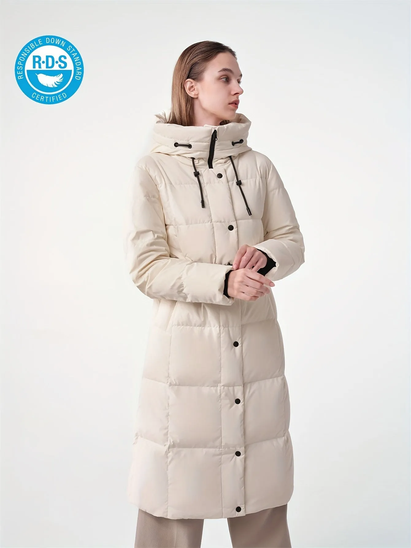 TANBOER Long Women Thickened Hooded Down Jacket With Belt