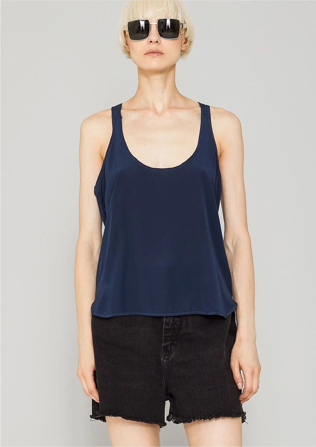 TANK TOP - SILK dark blue