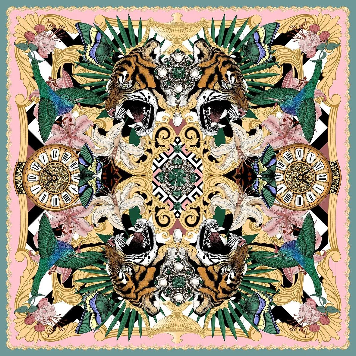 The Baroque Tiger Silk Scarf | 90x90cm