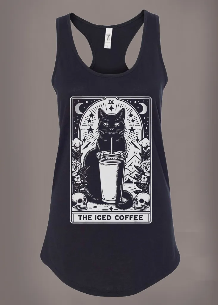 The Iced Coffee Tarot Card Black Cat Tank Top