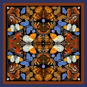 The Key & Butterfly Silk Scarf - Amber | 90x90cm