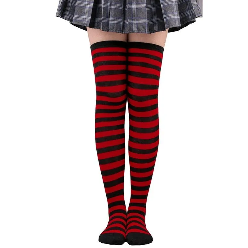 Thin Striped Thigh High Socks