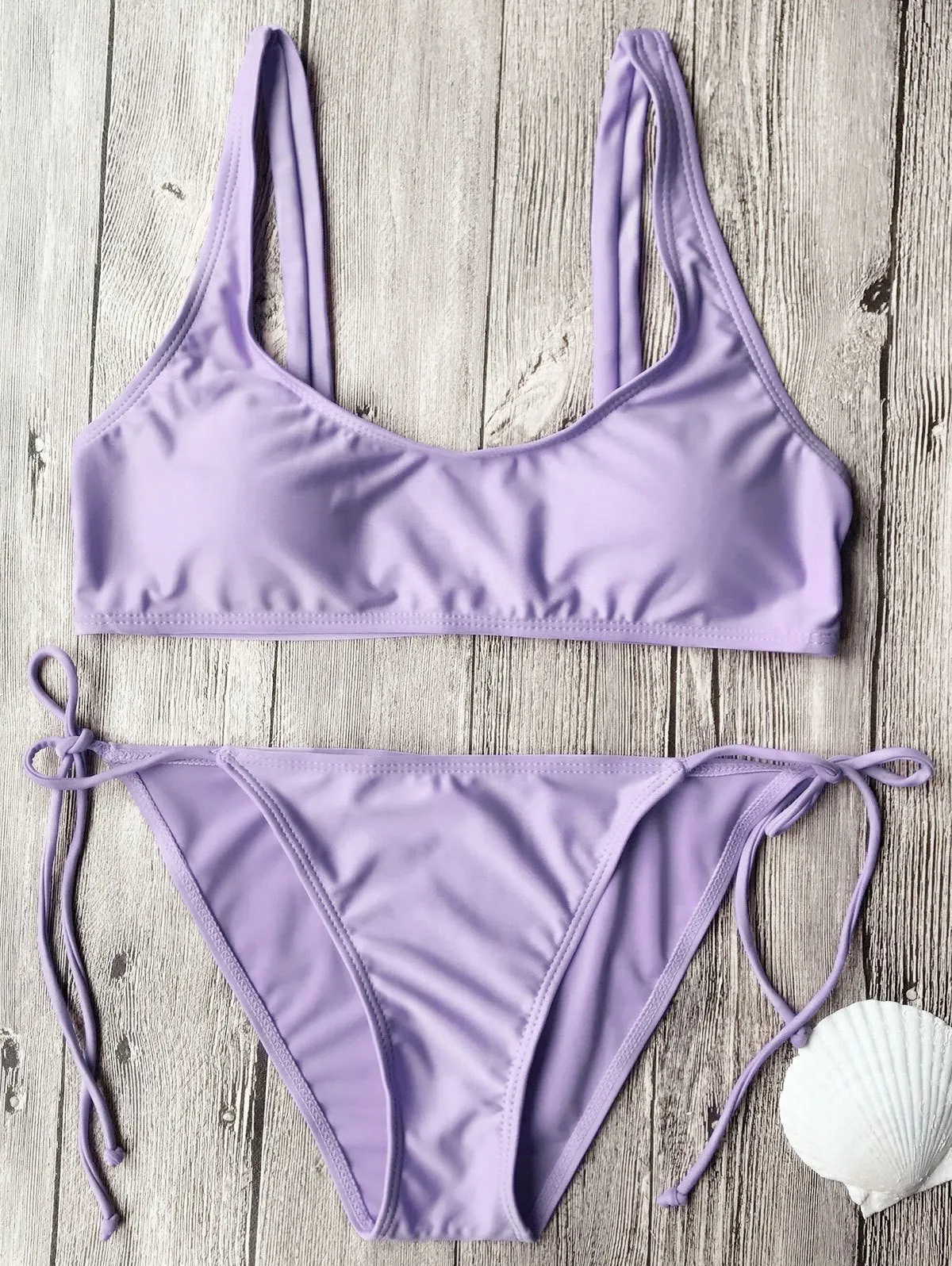 Tie Side String Scoop Neck Bikini Set