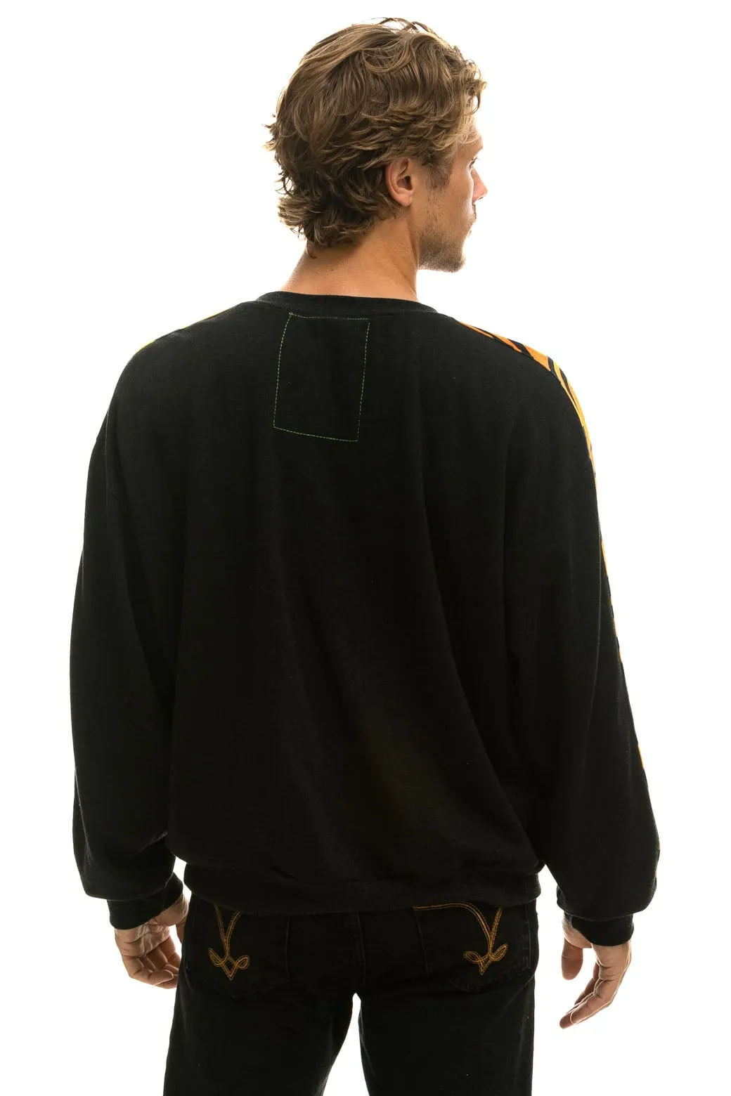 TIGER STRIPE RELAXED FIT CREW SWEATSHIRT - BLACK // TIGER