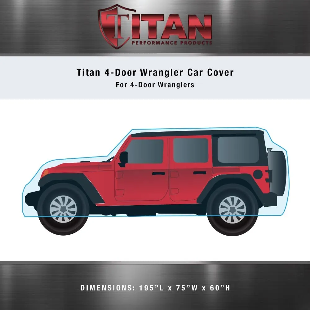 Titan Premium Multi-Layer PEVA Car Cover for Wrangler 4-Door SUVs 164-184 Inches Long