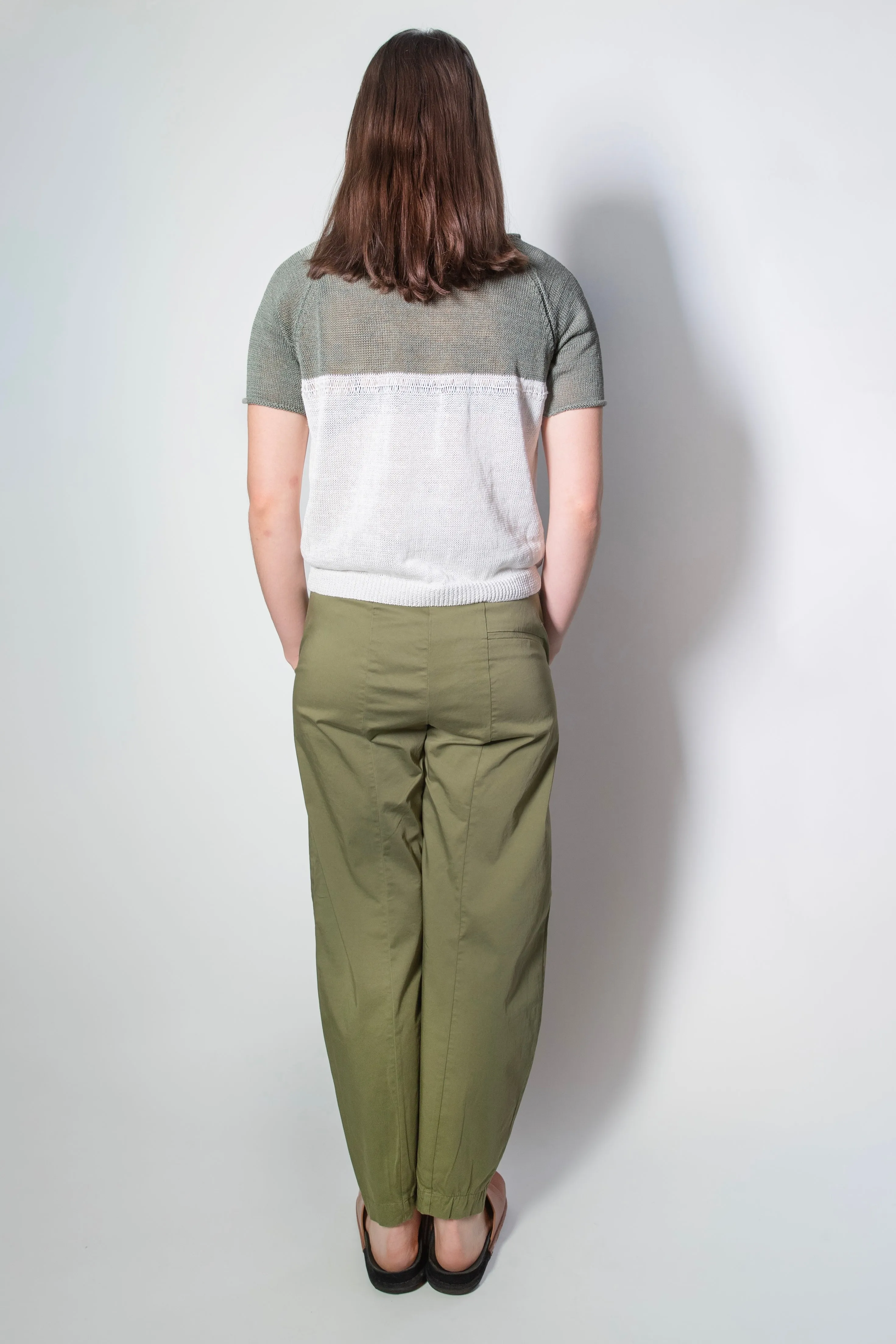 Transit Par Such Olive Green Cotton front Split Trouser