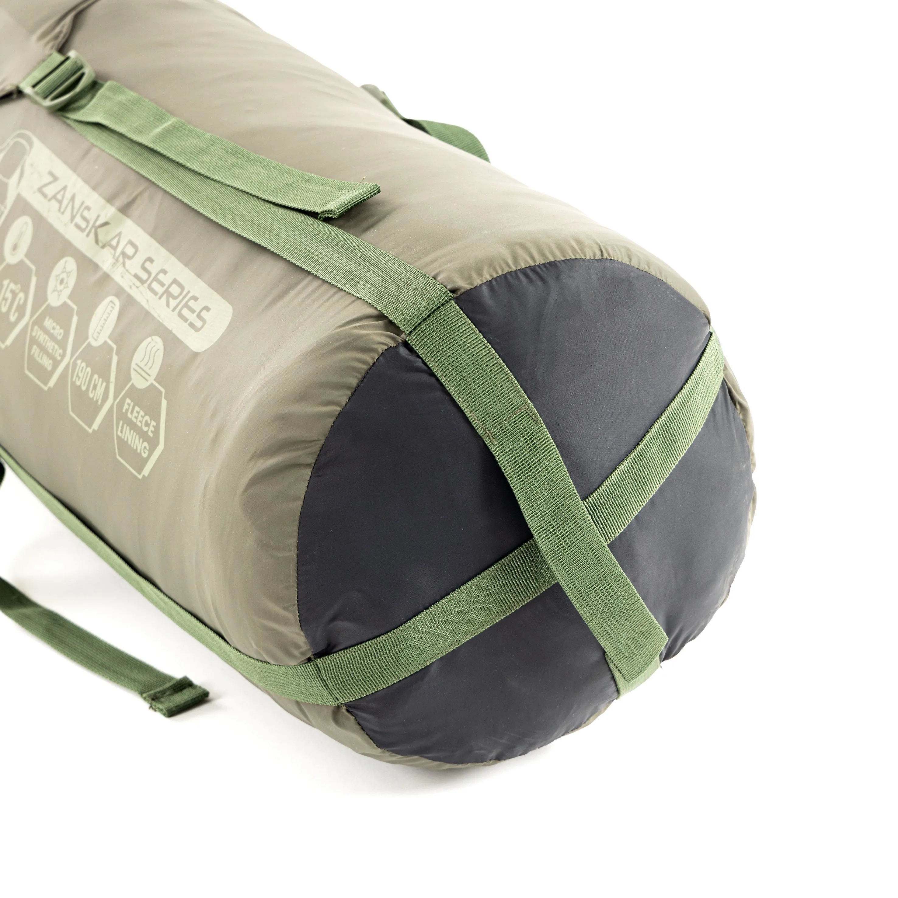 Tripole Zanskar Army Sleeping Bag with Fleece Lining for Cold Weather Trekking and Travelling | Mummy Shape | Water Repellent | 3 Year Warranty ( - 15°C Green)