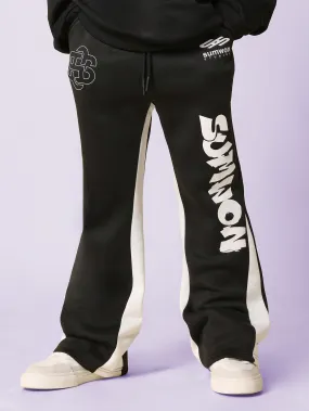 Tween Boys Flare Fit Contrast Colour Sweatpants With Graffiti Graphic Print