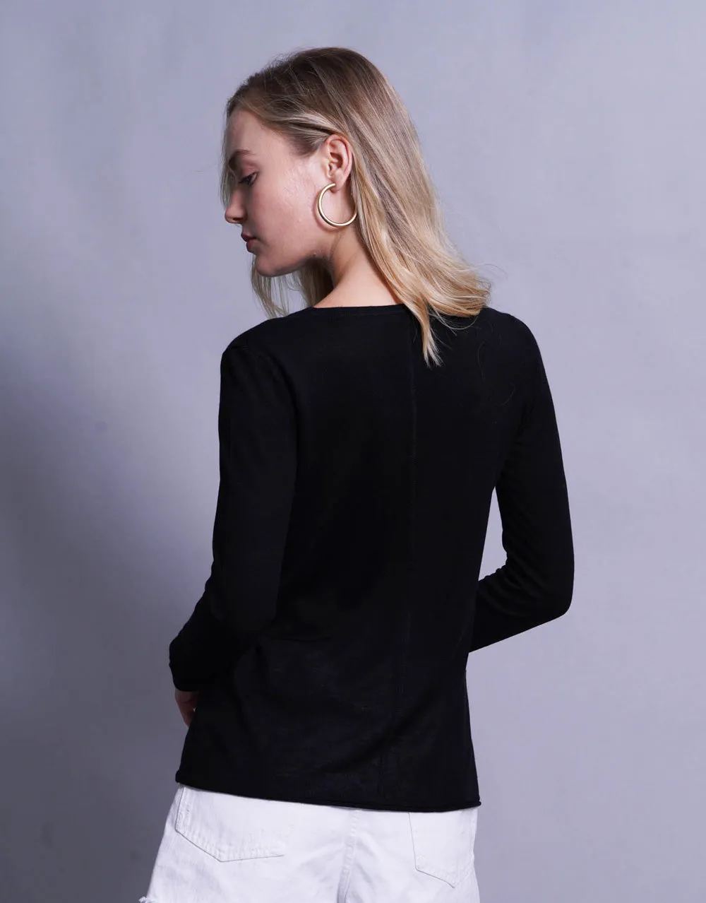 Ultrafine Short Sweater in Black