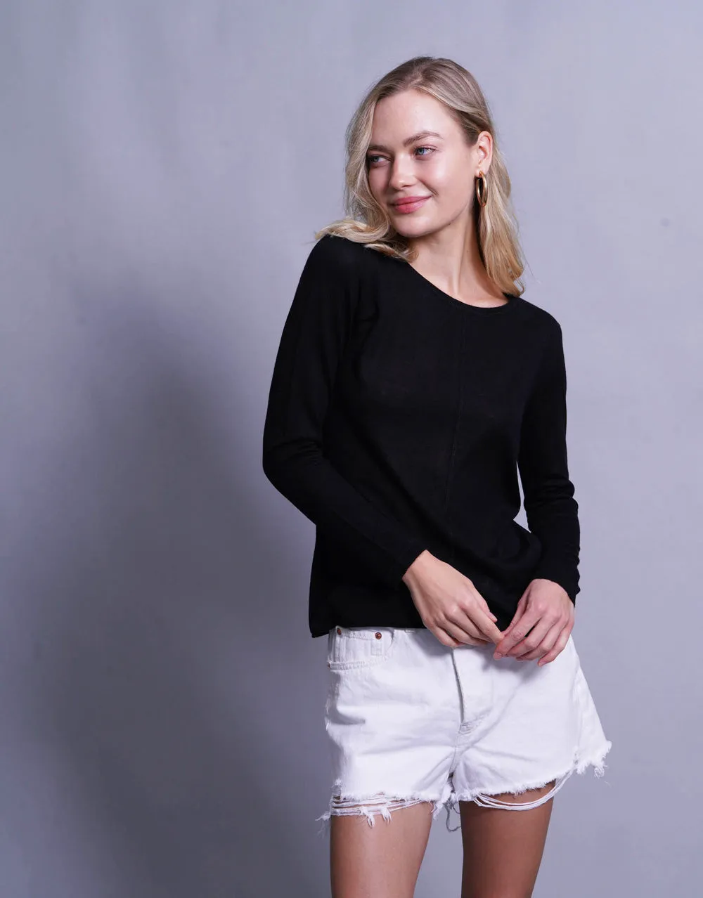 Ultrafine Short Sweater in Black