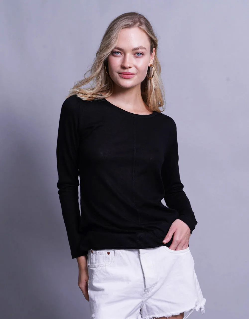 Ultrafine Short Sweater in Black