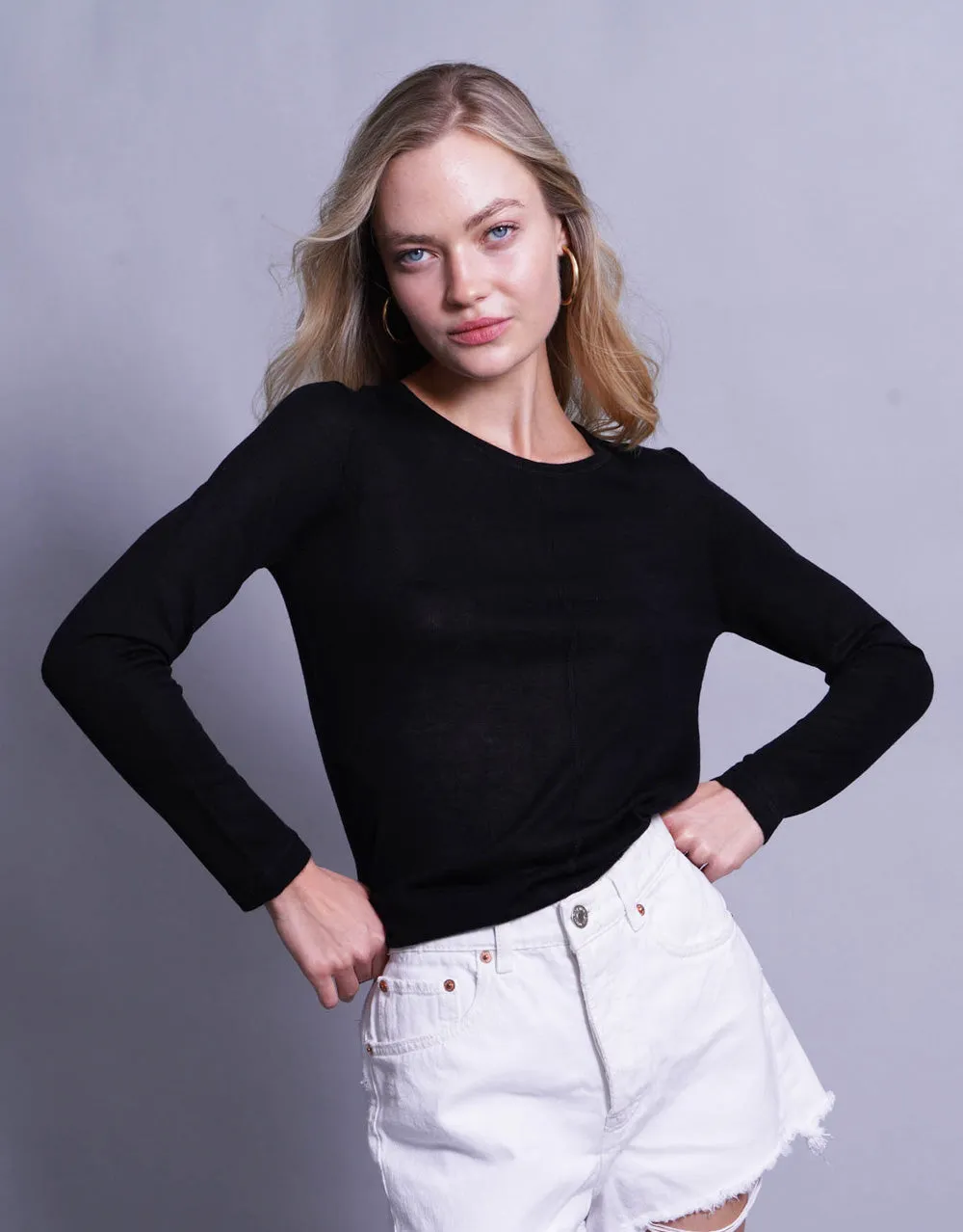 Ultrafine Short Sweater in Black