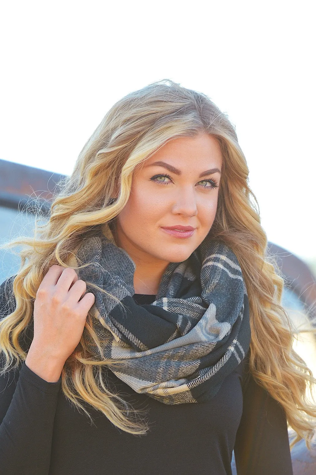 Upper East Side Plaid Scarf - Black