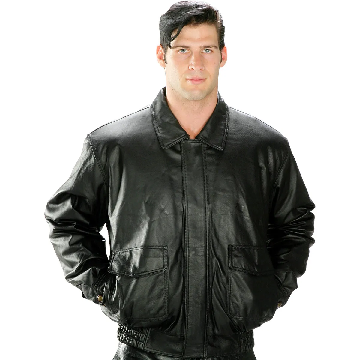 USA Leather 1515 Men's Black 'Classic Aviator' Bomber Leather Jacket