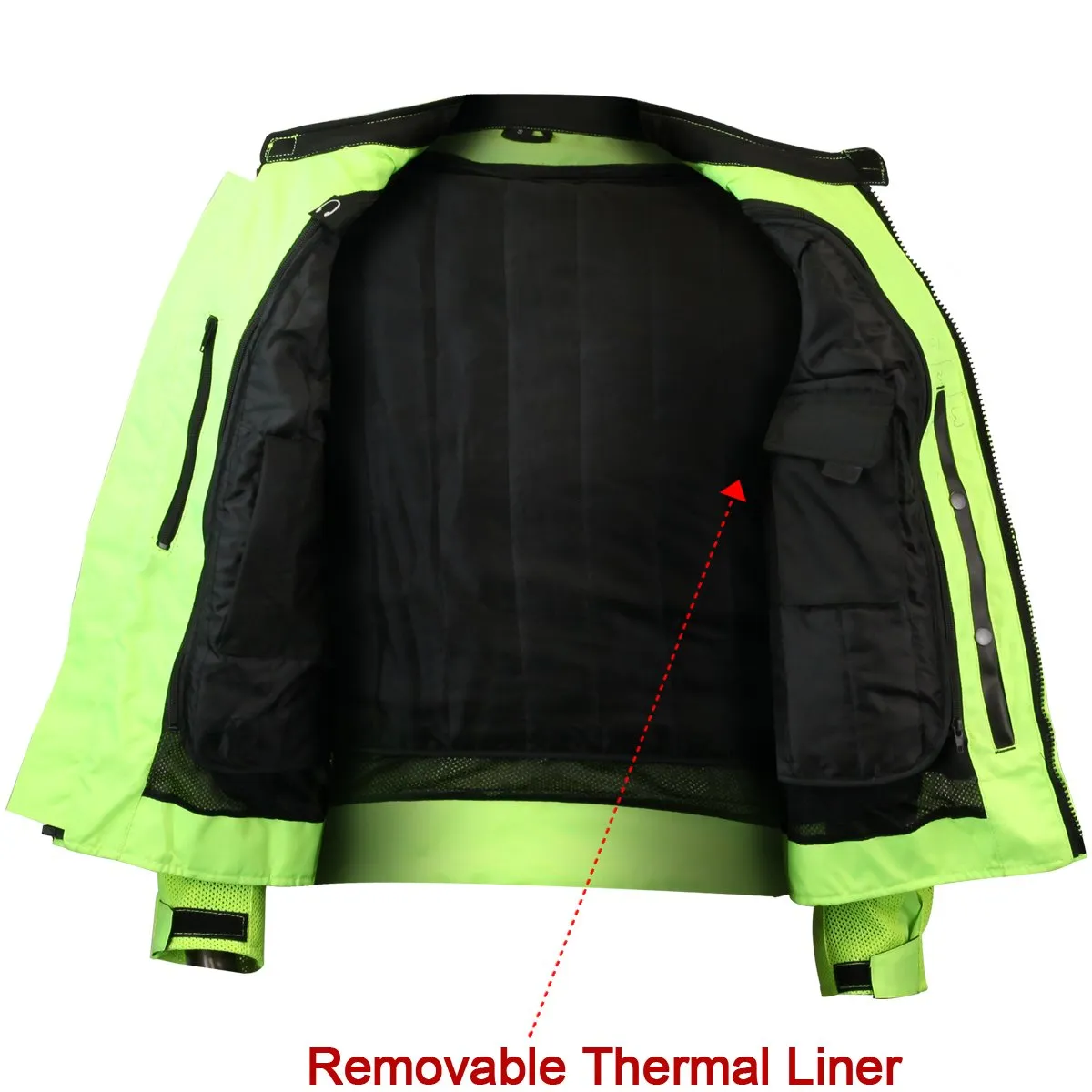 VL1622HG High Visibility Mesh Motorcycle Jacket with Insulated Liner and CE Armor