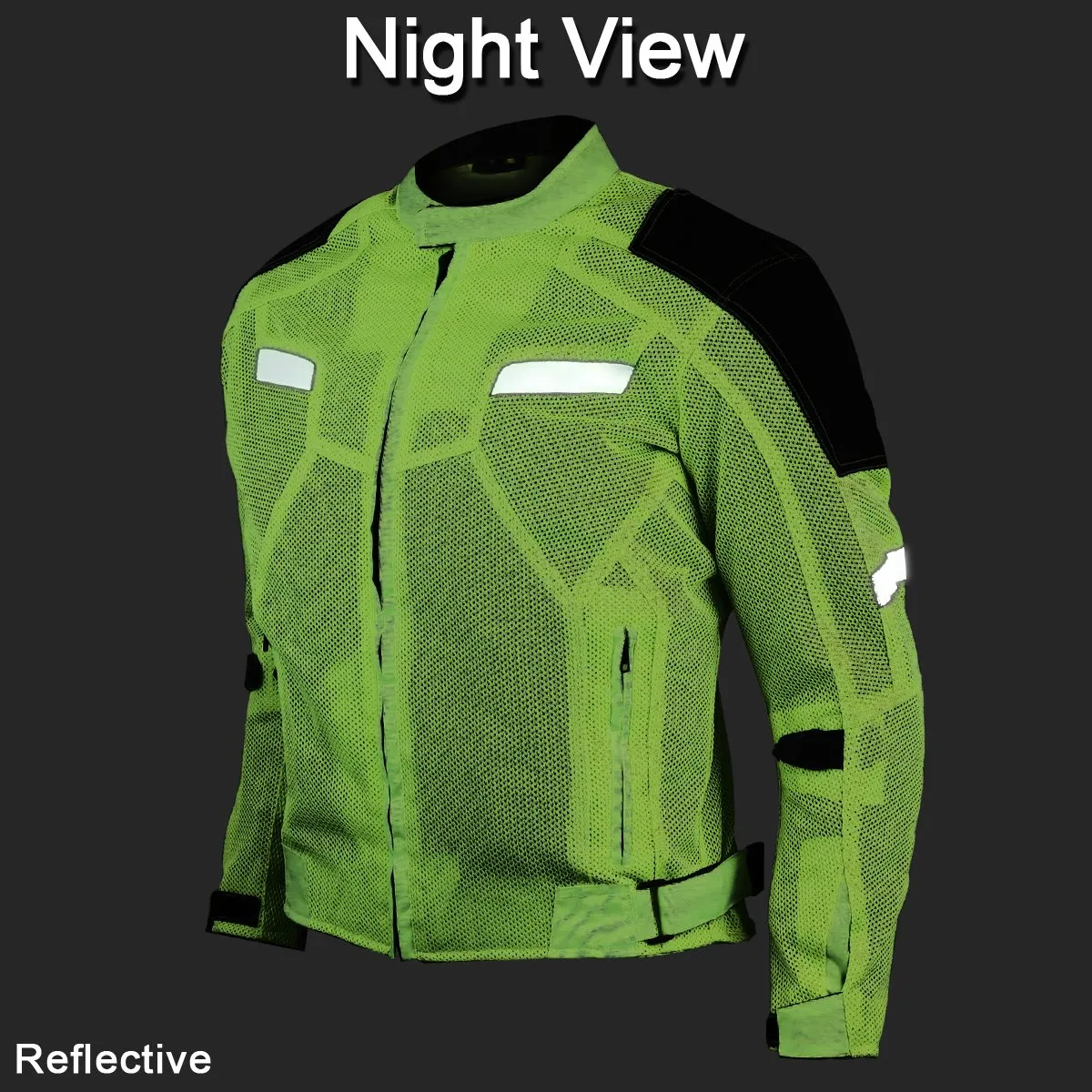 VL1622HG High Visibility Mesh Motorcycle Jacket with Insulated Liner and CE Armor