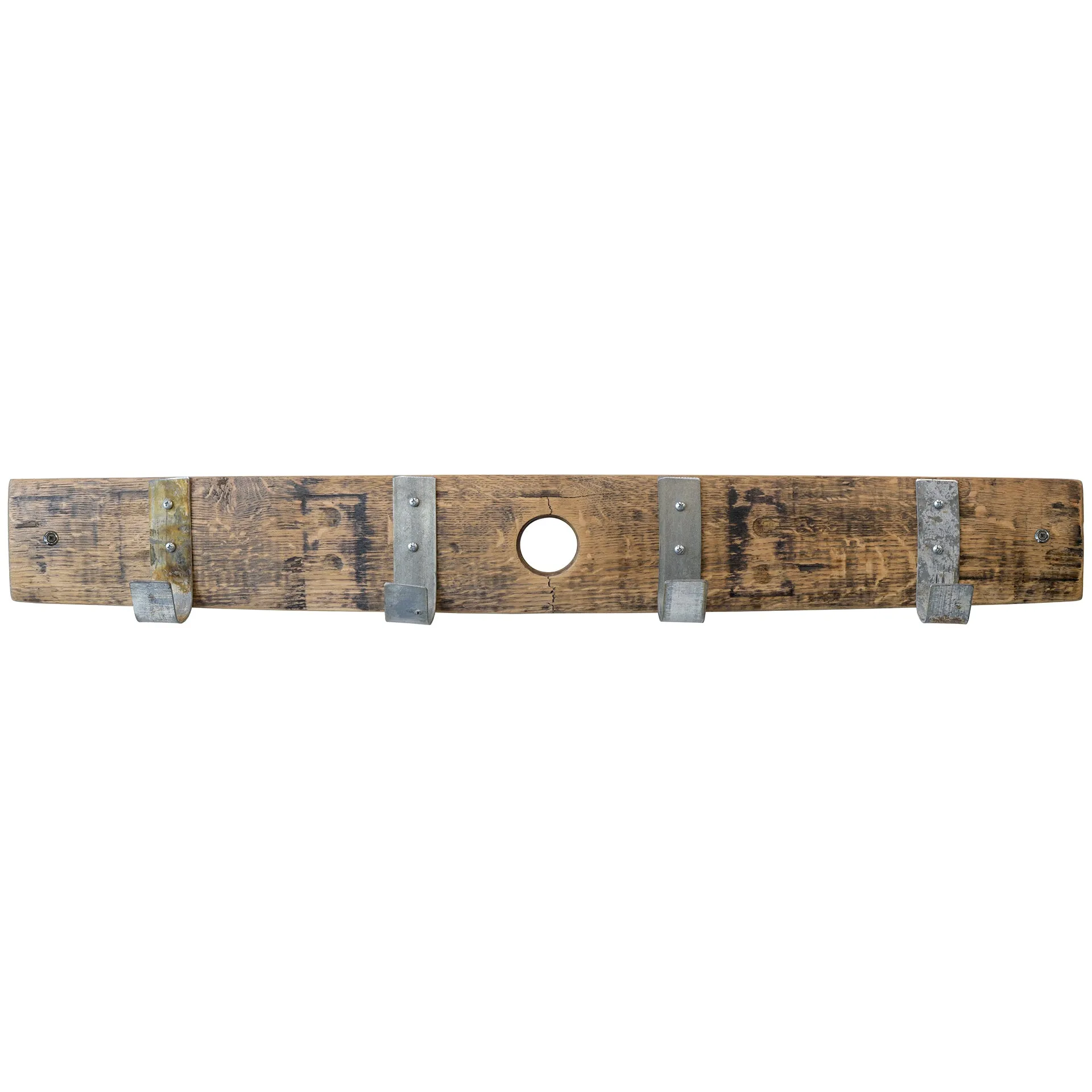 Wall Mount Coat Rack Hooks On Reclaimed Wood Barrel Stave