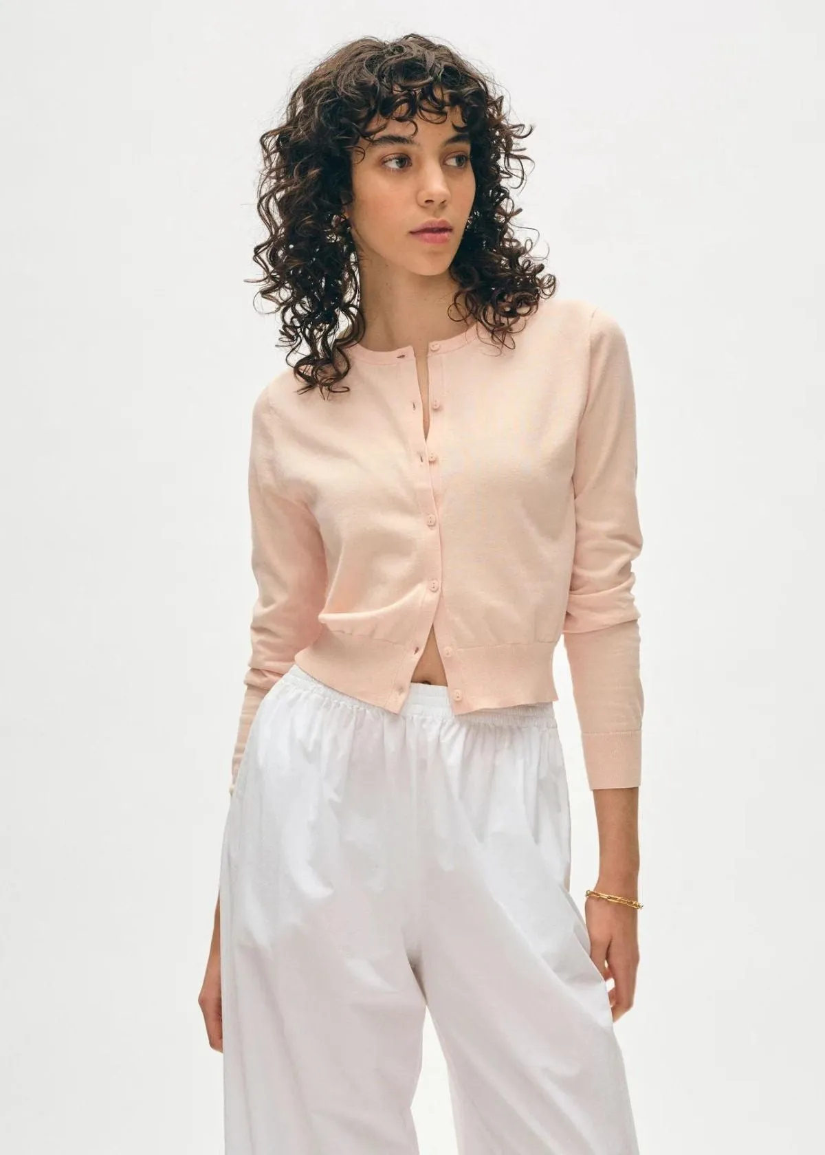 WHITE   WARREN Organic Cotton Cardigan - Desert Pink