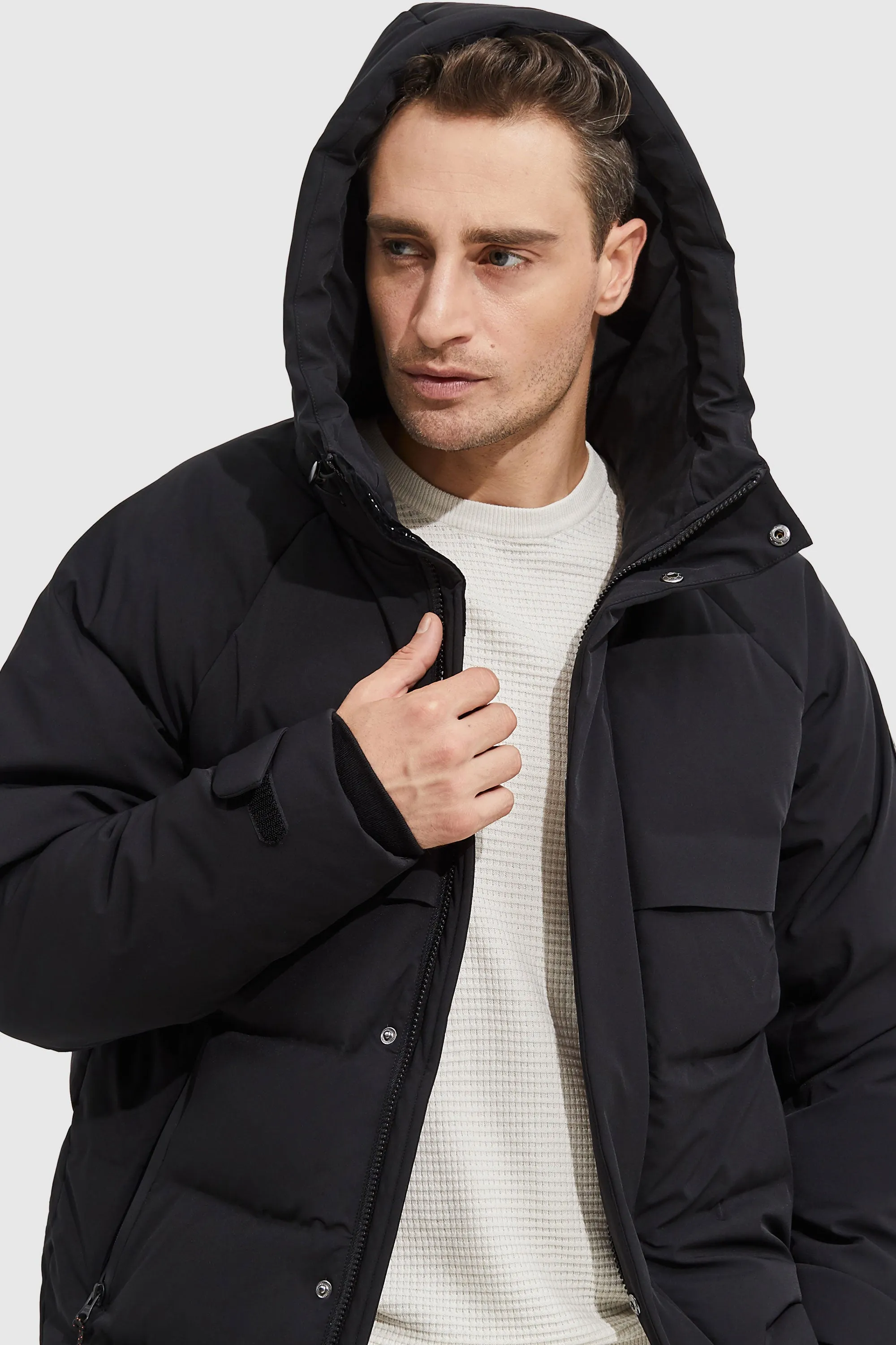 Winter Hood Ribbed Cuff Down Jacket