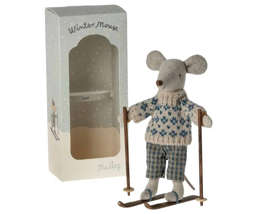 Winter mouse with ski set, Dad