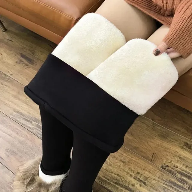 Wjczt Winter Pants Thermal Leggings High Waisted Pants For Women Flannel Streetwear Trousers Women Winter Casual Pants Women 5XL