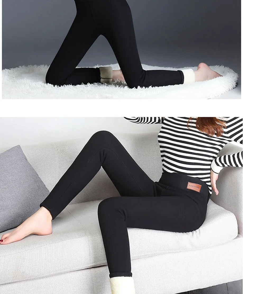 Wjczt Winter Pants Thermal Leggings High Waisted Pants For Women Flannel Streetwear Trousers Women Winter Casual Pants Women 5XL