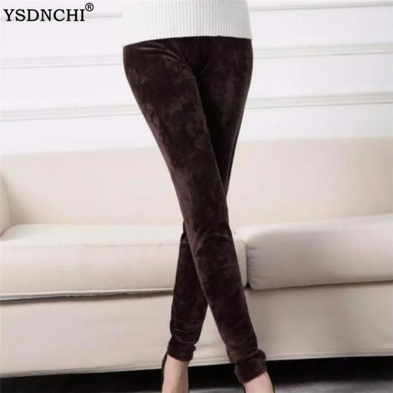 Wjczt Winter Velvet Leggings Women Double Side Warm Casual Trouser Pencil Pant Skinny Slim Soft Elastic Pants