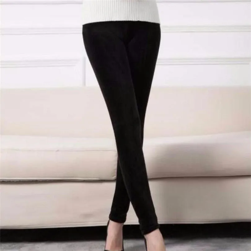 Wjczt Winter Velvet Leggings Women Double Side Warm Casual Trouser Pencil Pant Skinny Slim Soft Elastic Pants