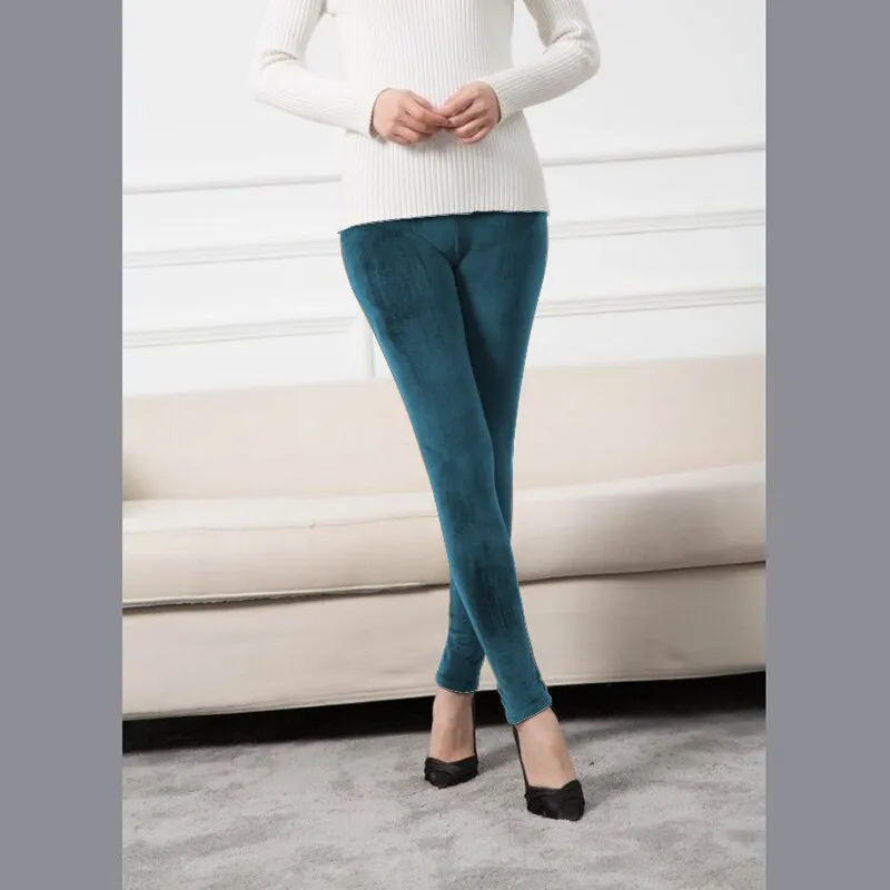 Wjczt Winter Velvet Leggings Women Double Side Warm Casual Trouser Pencil Pant Skinny Slim Soft Elastic Pants