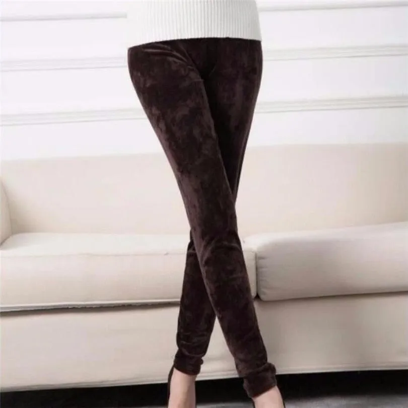 Wjczt Winter Velvet Leggings Women Double Side Warm Casual Trouser Pencil Pant Skinny Slim Soft Elastic Pants