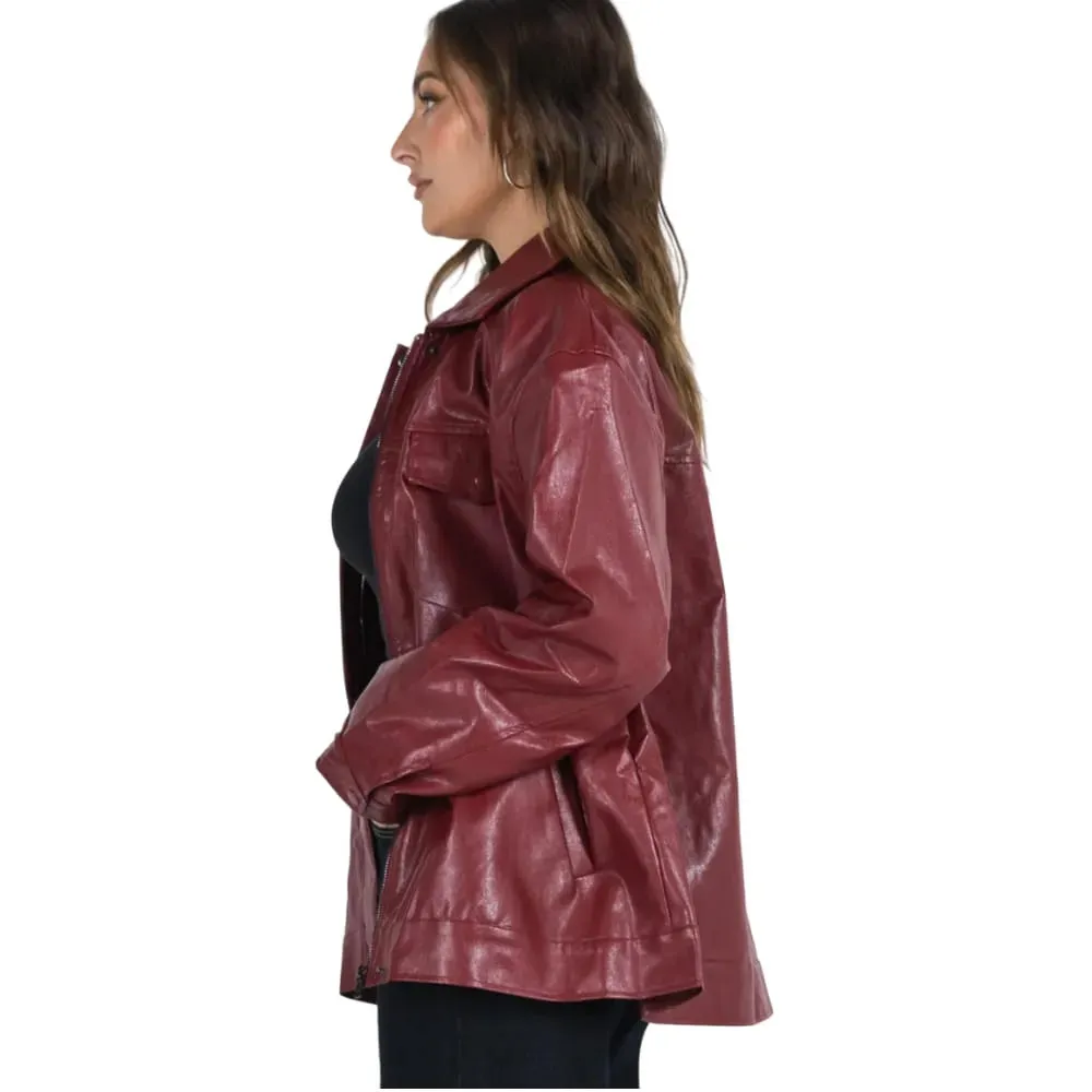 Womens Burgundy Leather Jacket