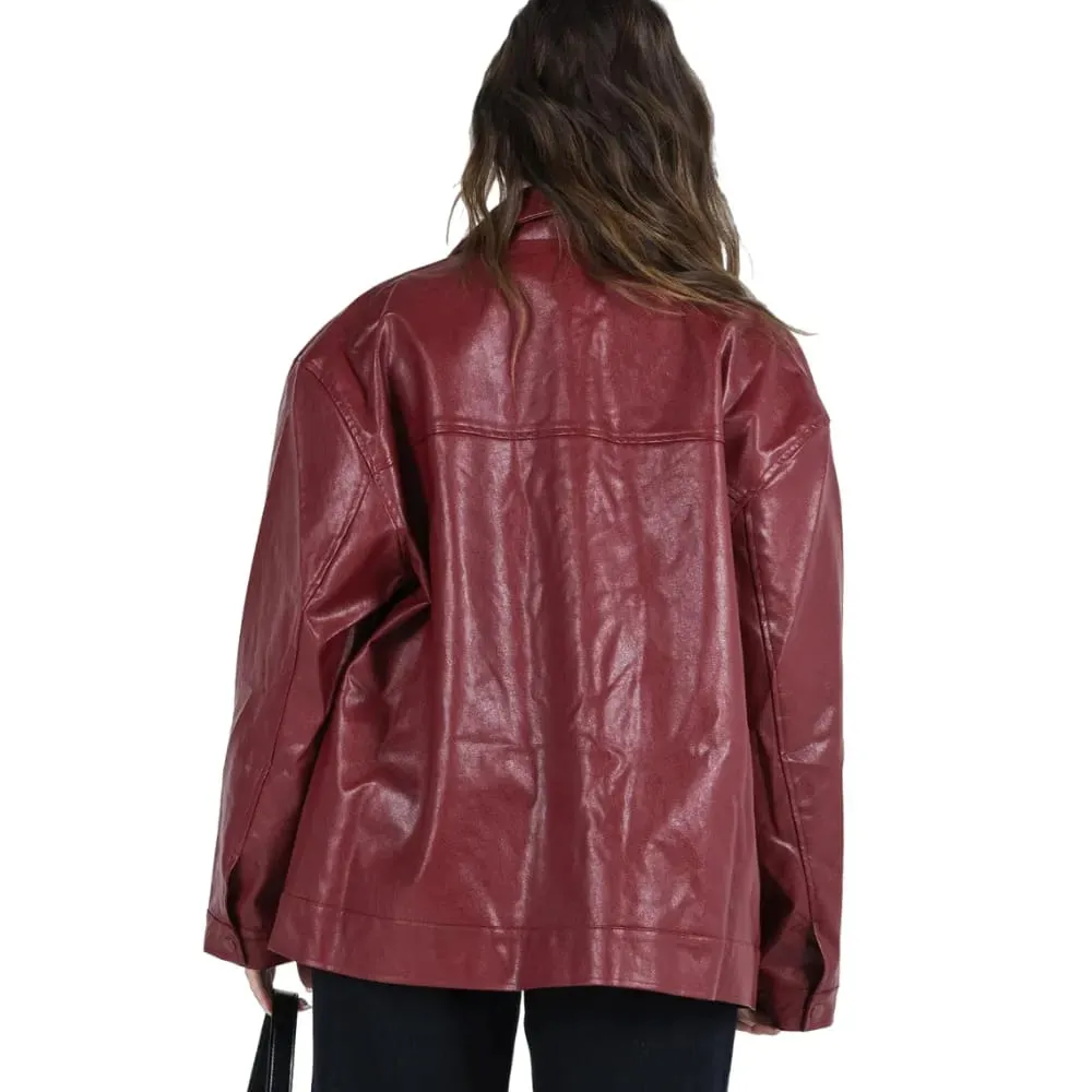 Womens Burgundy Leather Jacket