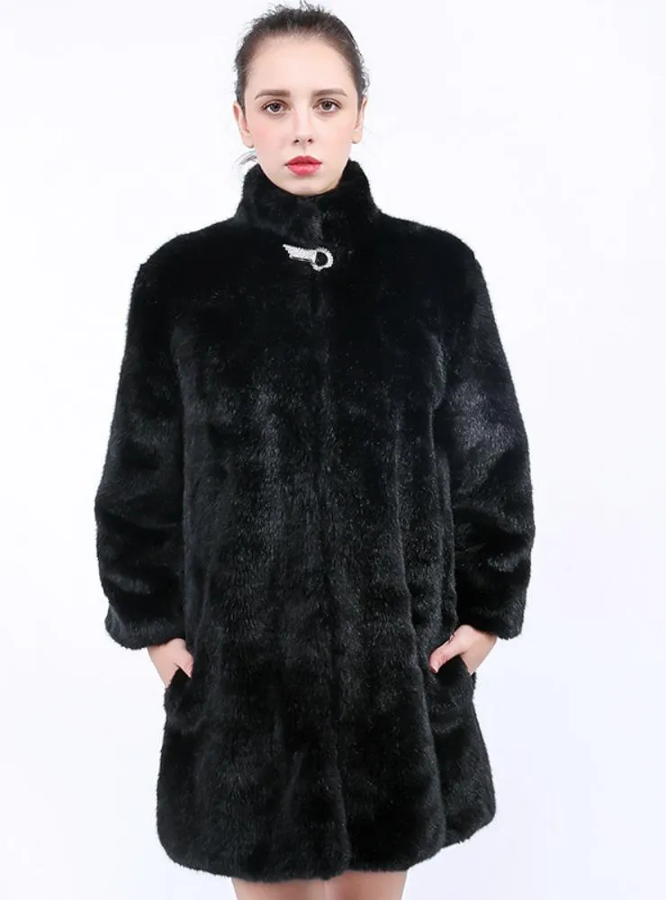 Women's Fox Fur-Like Mosaic Waistcoat Vest Jacket